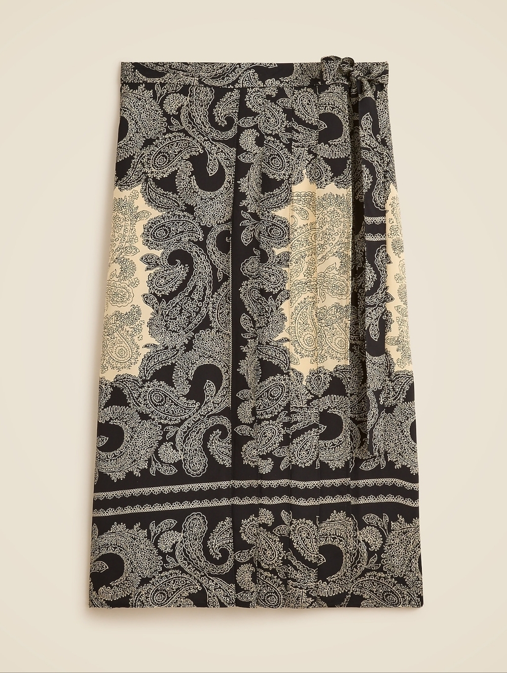 Pleated wrap skirt in paisley scarf print